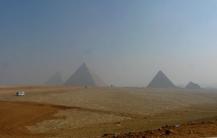 Pyramids (somewhat obscured by smog)